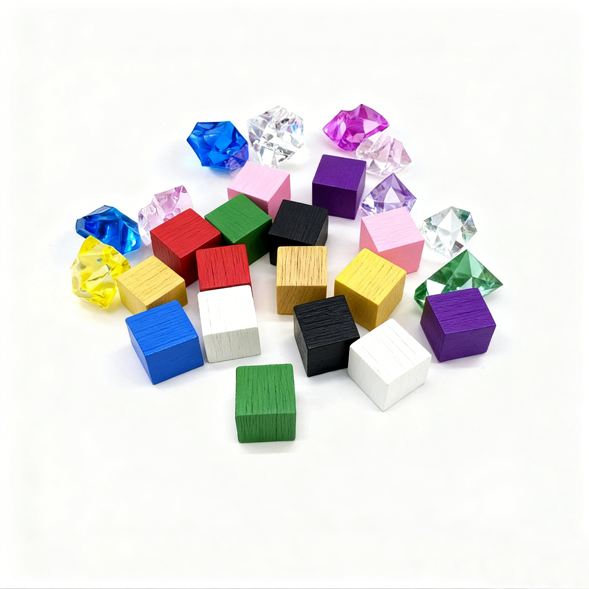 Wooden Cubes & Acrylic Gemstones